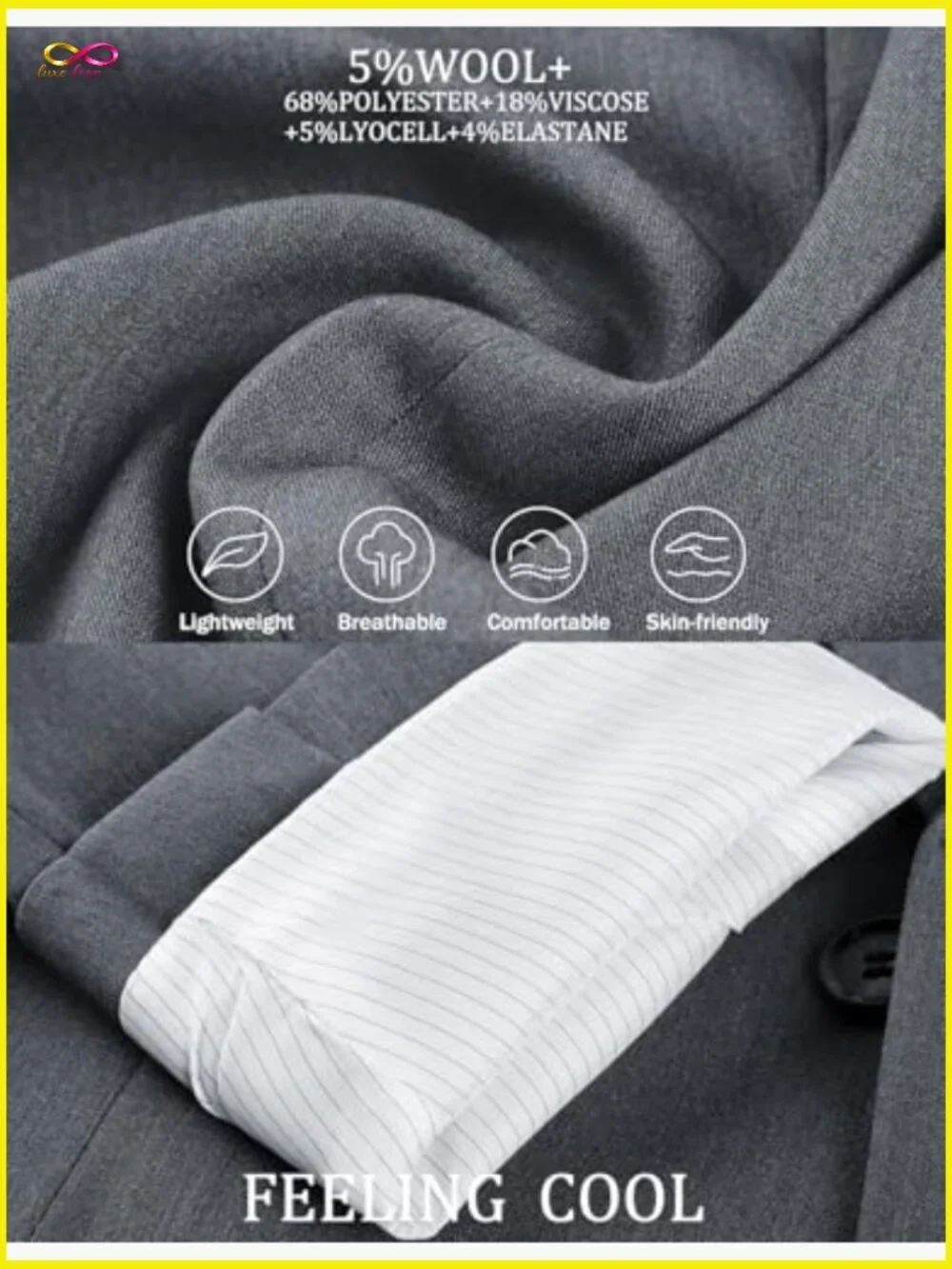 Classic Slim Fit Blazer Lightweight Breathable Polyester Blend Sport Coat